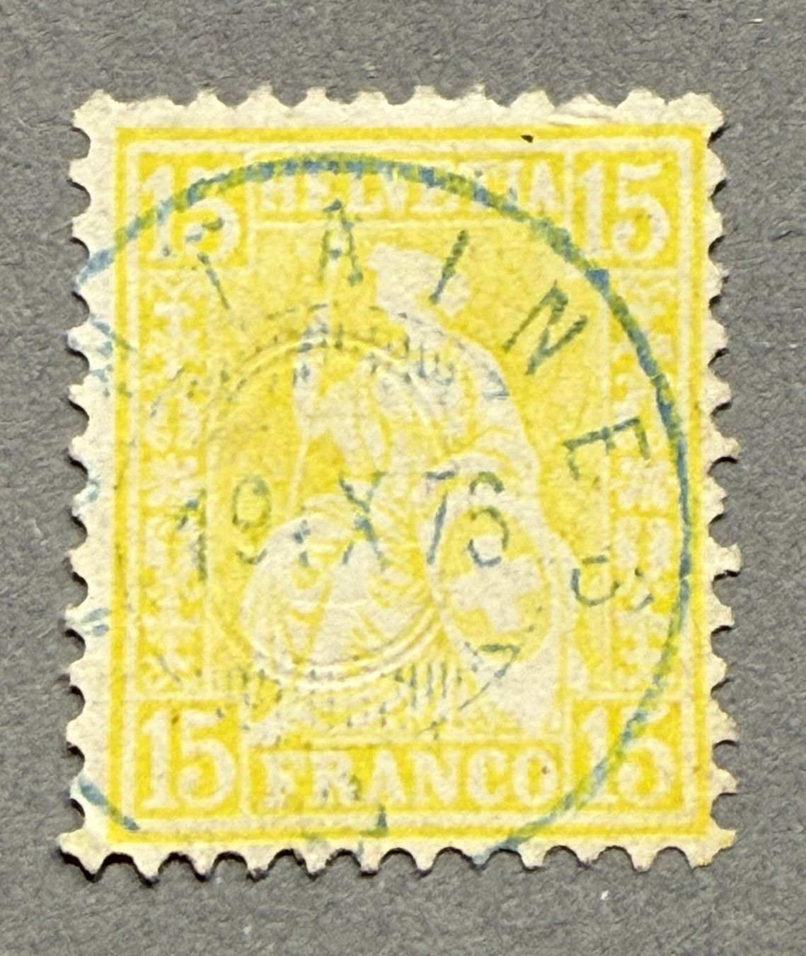 Alle Briefmarken: 39 Blauer Stempel Fontaines – Gebraucht aus Steinhausen von yukon26