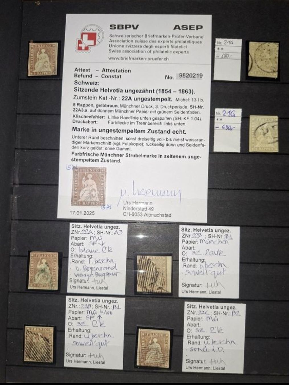 Tutti i francobolli: Strubelsammlung kat. 20000 – Usato da Balgach venduto da SIMEON27 7