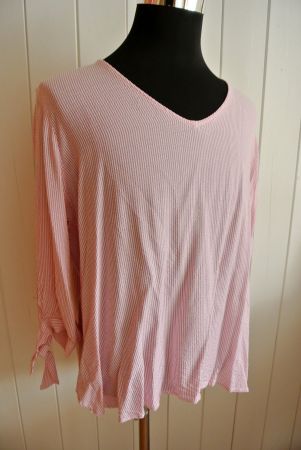 süsse Romantik Bluse rosa weiss mit 3/4 Arm Gr. 42 *