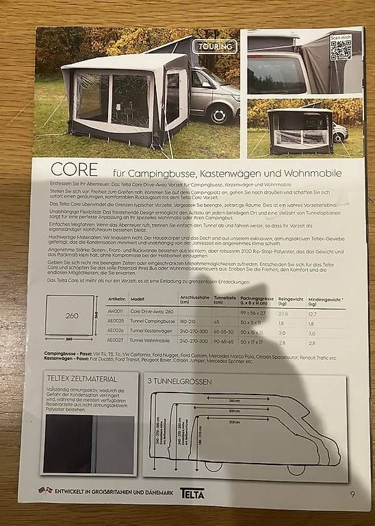 Auvents & marquises: TELTA Vorzelt "Core" für Campingbusse – D'occasion à Affoltern am Albis par 044marcello 1