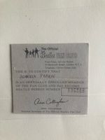 Rare! Carte de Membre Officiel des Beatles + Histoire