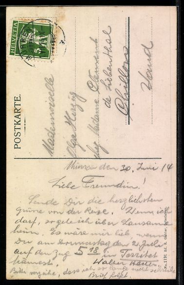 Cartoline postali: AK Viadukt mit Mürrenbahn, 1914 – Usato da Berlin venduto da bartko-reher 1