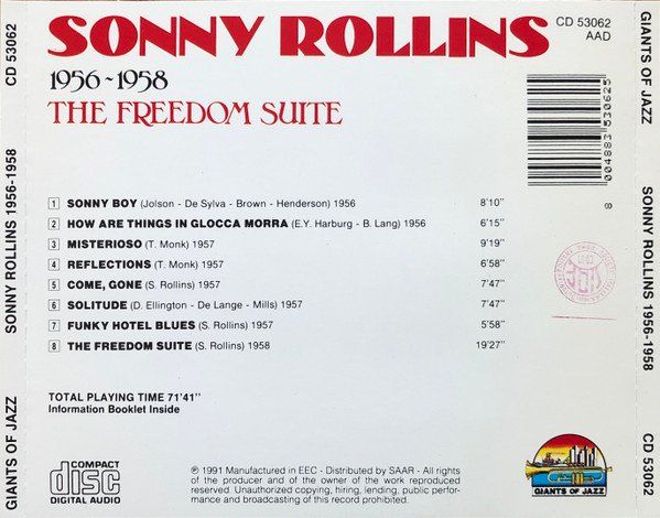 CD: Sonny Rollins FREEDOM SUITE Donald Byrd Thelonious Monk CD – Usato da Kandergrund venduto da Sososo 1