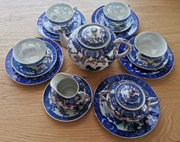 Edles Japan Teeservice Osaka Blau-Gold, Vintage