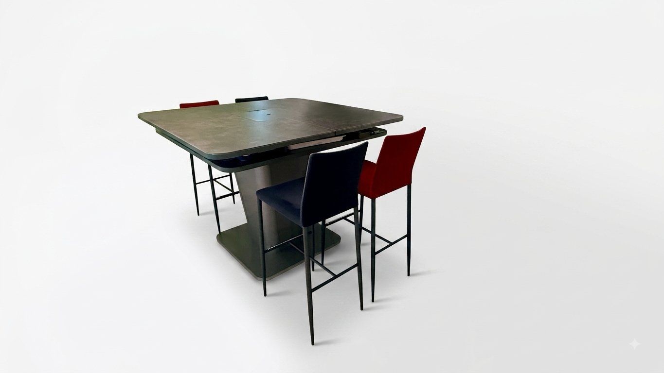 Tischset: Table haute, îlot de convivialité SETIS + 4 tabourets – Gebraucht aus Chêne-Bourg von Asimha 2