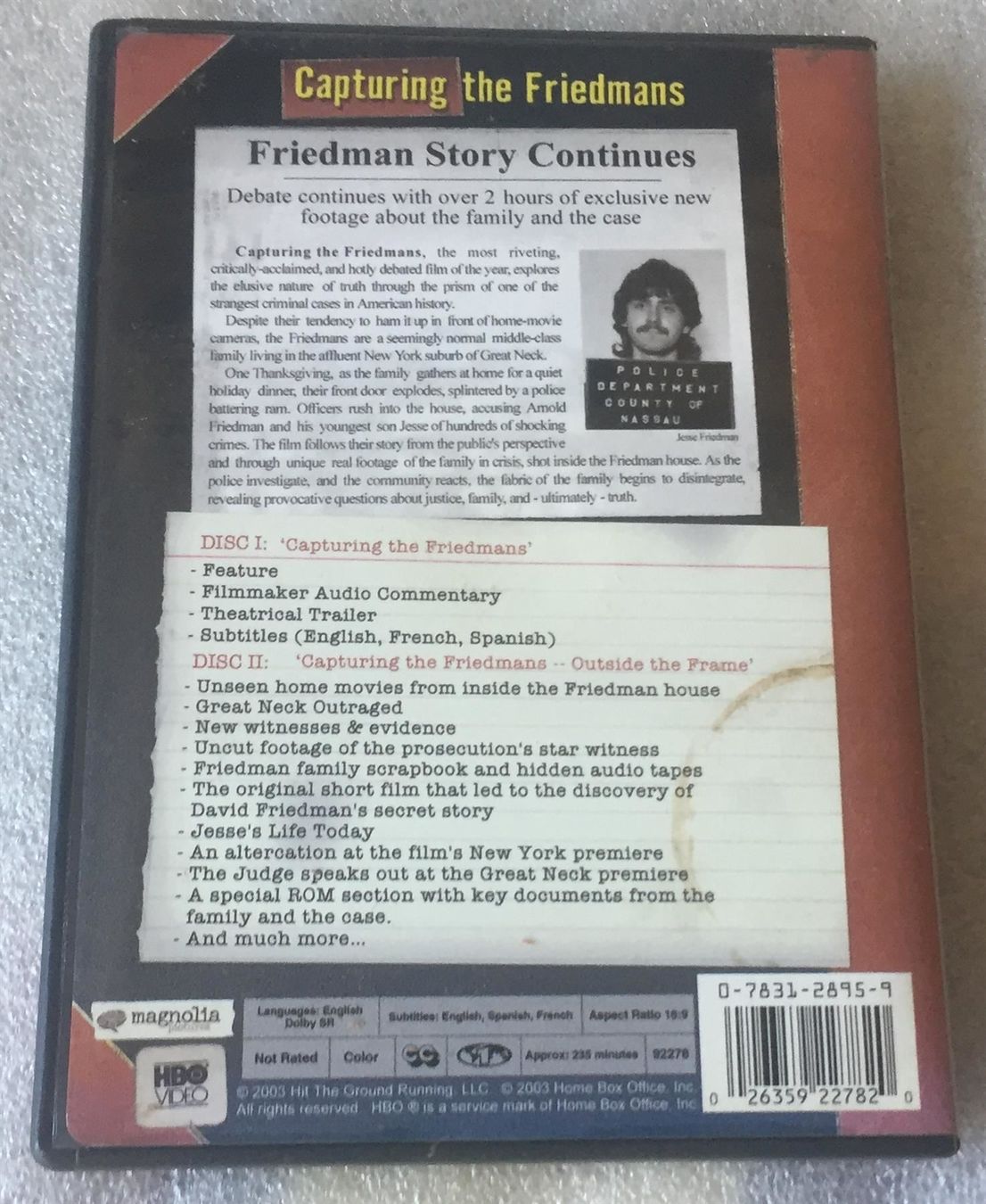 Tutti i DVDs: Capturing The Friedmans Andrew Jarecki Oscar 2003 DVD NTSC – Usato da Genève venduto da Cockattoo 1