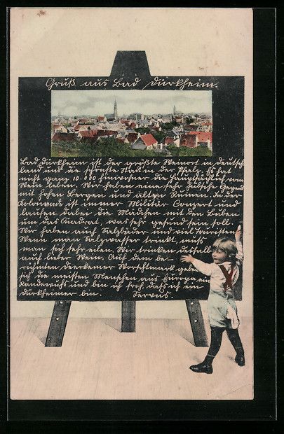 Cartoline postali: Schultafel-AK Bad Dürkheim, Teilansicht – Usato da Berlin venduto da bartko-reher