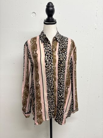 Brax Bluse Gr. 40 Muster rosa beige Animalprint Cupro