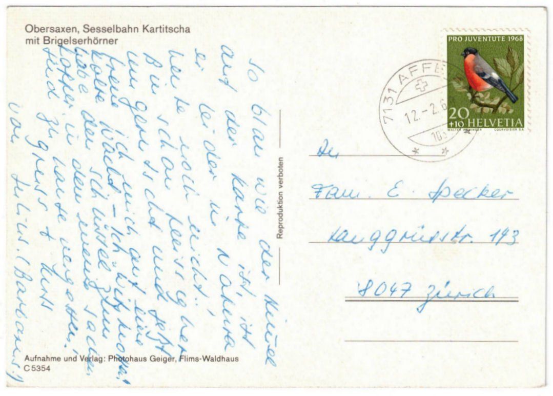 Cartoline postali: Obersaxen - Sessellift Kartitscha--Stein – Usato da Binningen venduto da Mountainrider 1