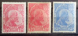 LIECHTENSTEIN: Jean II, 10h 1912**, 10h 1915*, 25 h 1916**