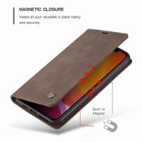 Luxus Caseme iPhone 14 Pro 6.1" Magnet Hülle Braun + Glas
