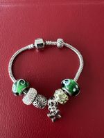 Charms-Armband grün-silberfarben, ca. 18cm 