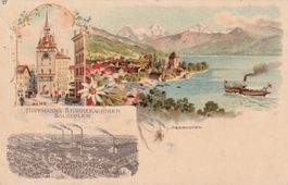 Oberhofen-Litho-Karte ungelaufen Werbung Salzufeln Stärkefab