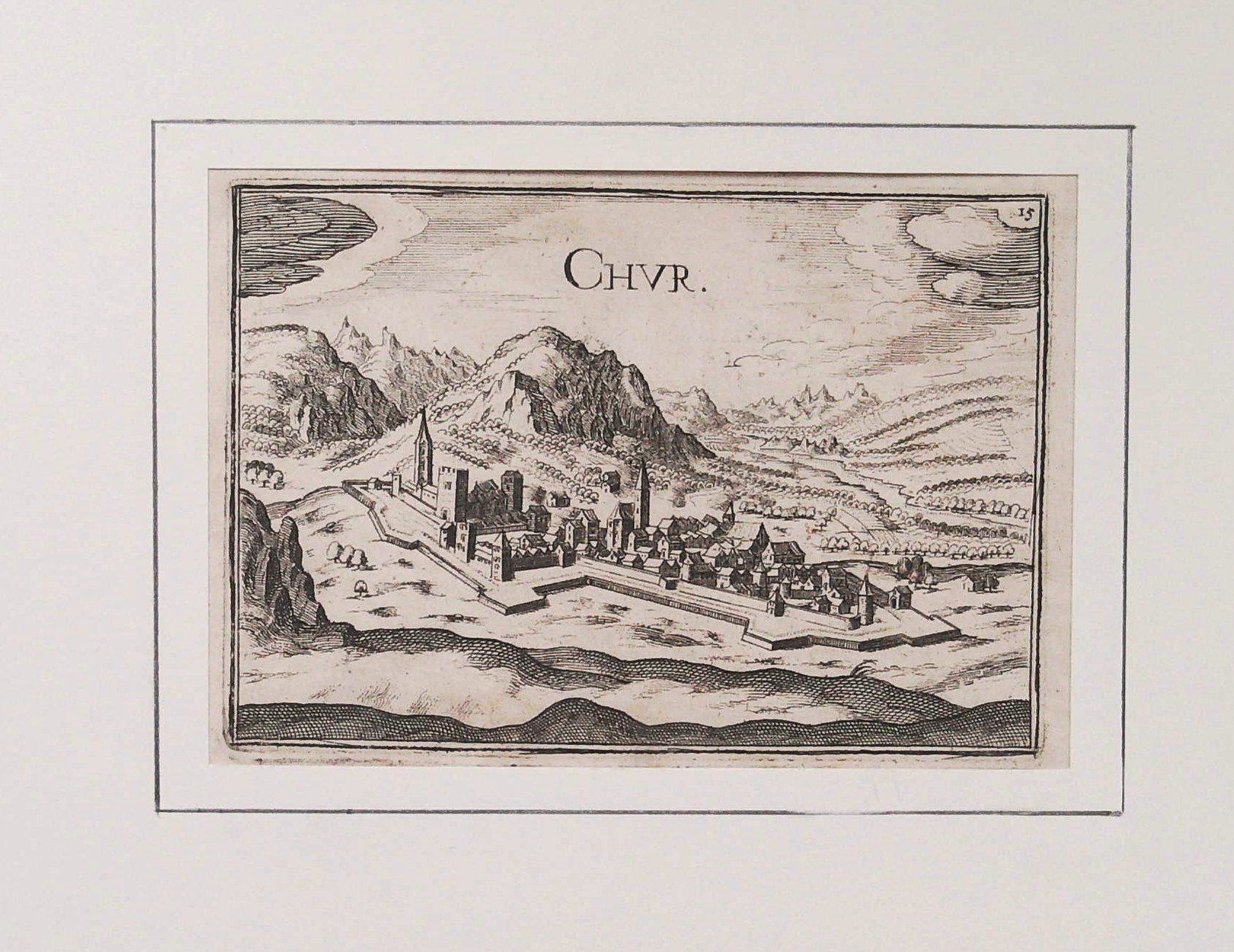 Incisioni: Chur Kupferstich von Tassin 1635 – Usato da Rafz venduto da Helvet32