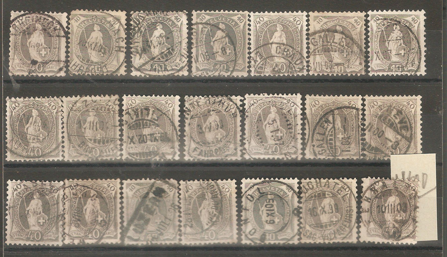 Alle Briefmarken: 21 Stehende Helvetia 40 Rp. gest. – Gebraucht aus Lausanne von Whorvath