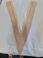 Stoff, Spitzenbesatz, Kragen, Bordüre beige