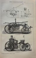 2 x Orig. Holzstich um 1895 - Feuerwehr, Feuerspritzen