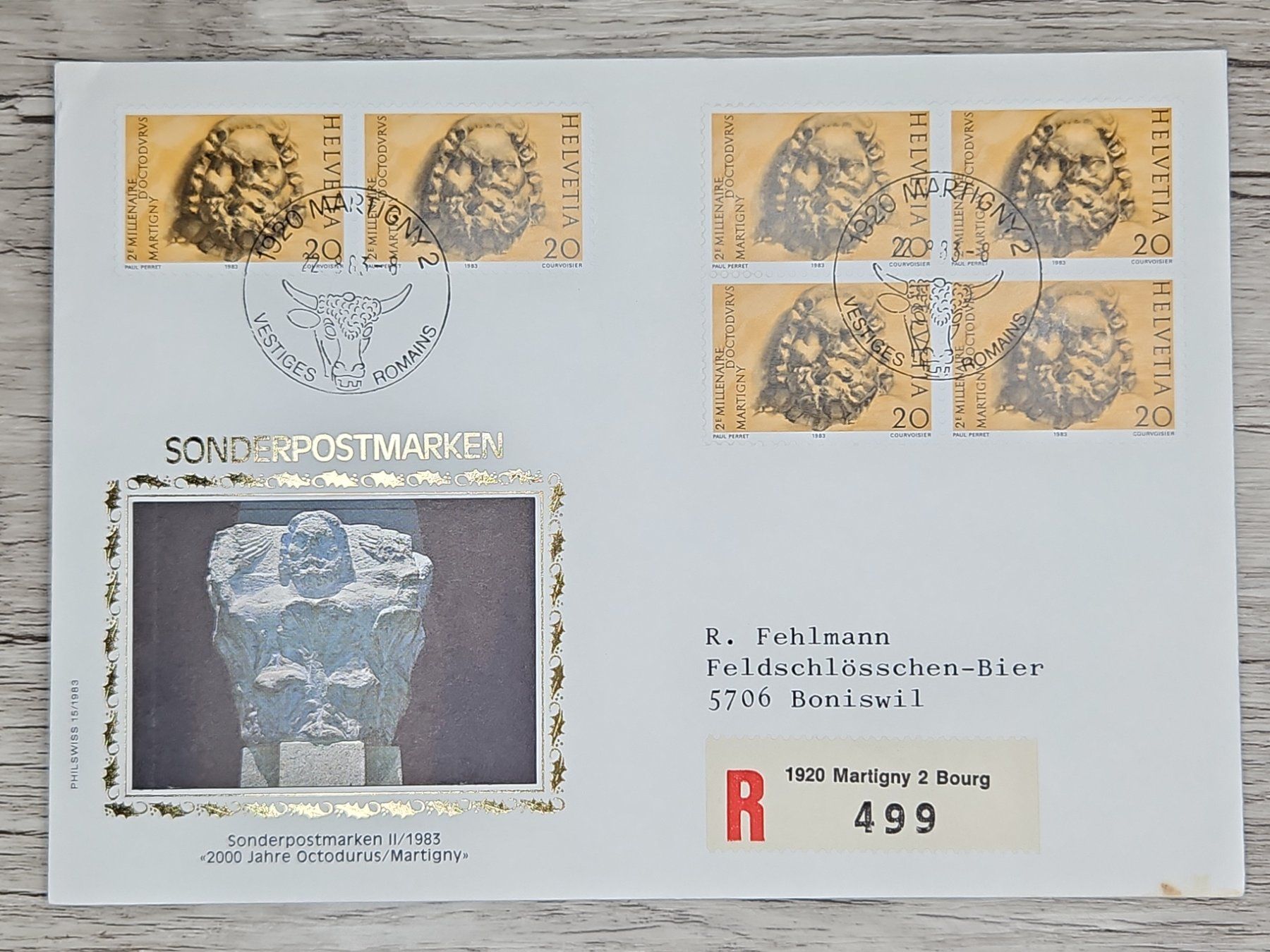 Tutti i francobolli: CL01 Enveloppe + Timbre Suisse 1983 – Usato da Cousset venduto da Patrick_Collections