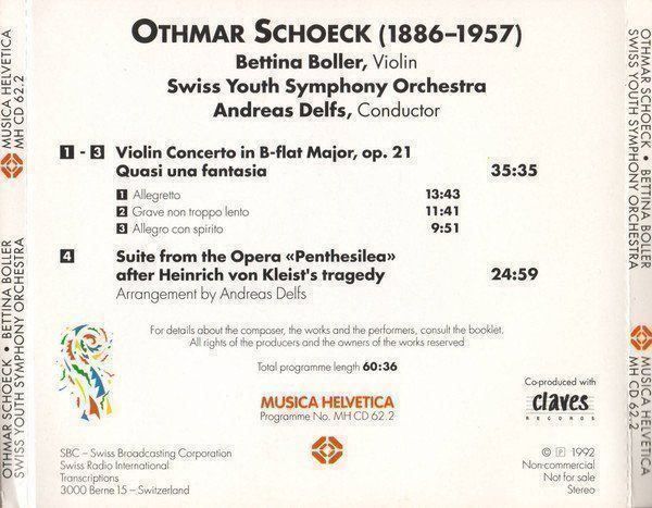 CD: Othmar Schoeck - Bettina Boller, Geige – Nuovo e nell'imballaggio originale da Allmendingen b. BE venduto da MMC-MuMeCo 2