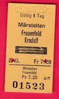KARTON BILLETT, MÄRSTETTEN - KTADOLF, 2.KLASSE, RETOUR