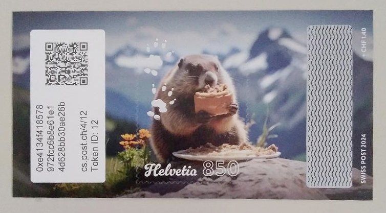 Tutti i francobolli: Swiss Crypto Stamp 4.0 ID 12 "Nusstorte" mit NFT – Usato da Basel venduto da TokenID1