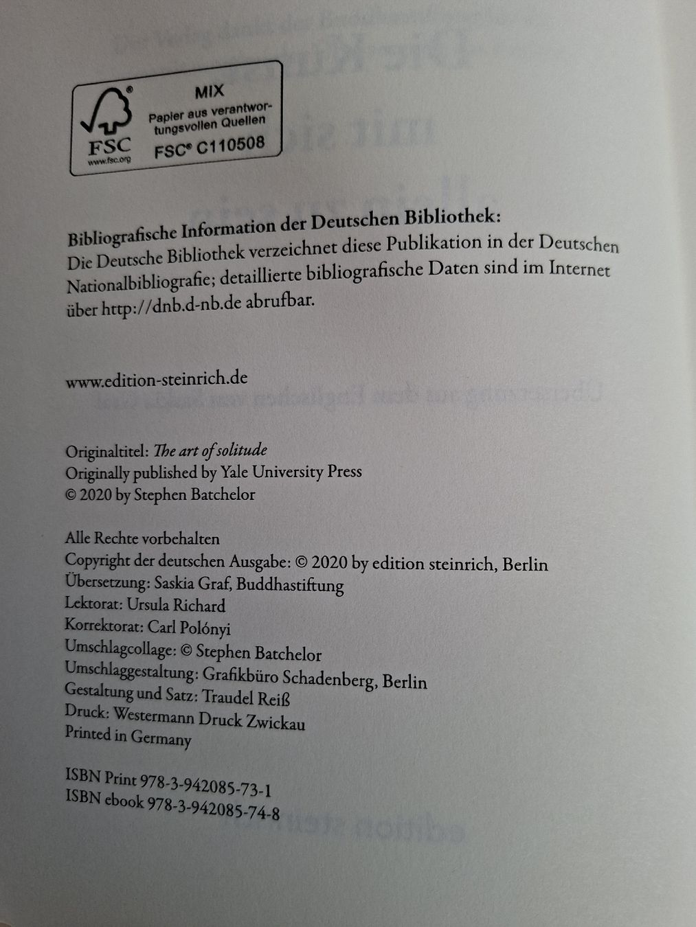 Libri: Stephen Batchelor - Die Kunst, mit sich allein zu sein – Usato da Klingnau venduto da vollmond36 2