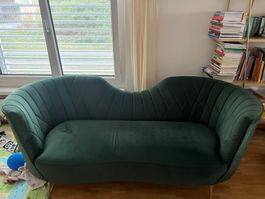 Elegantes Samtsofa 3-Sitzer in Dunkelgrün