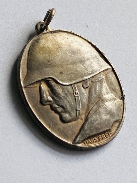 1918 Silber Medaille Abzeichen Anhänger Schweiz für Soldaten 1