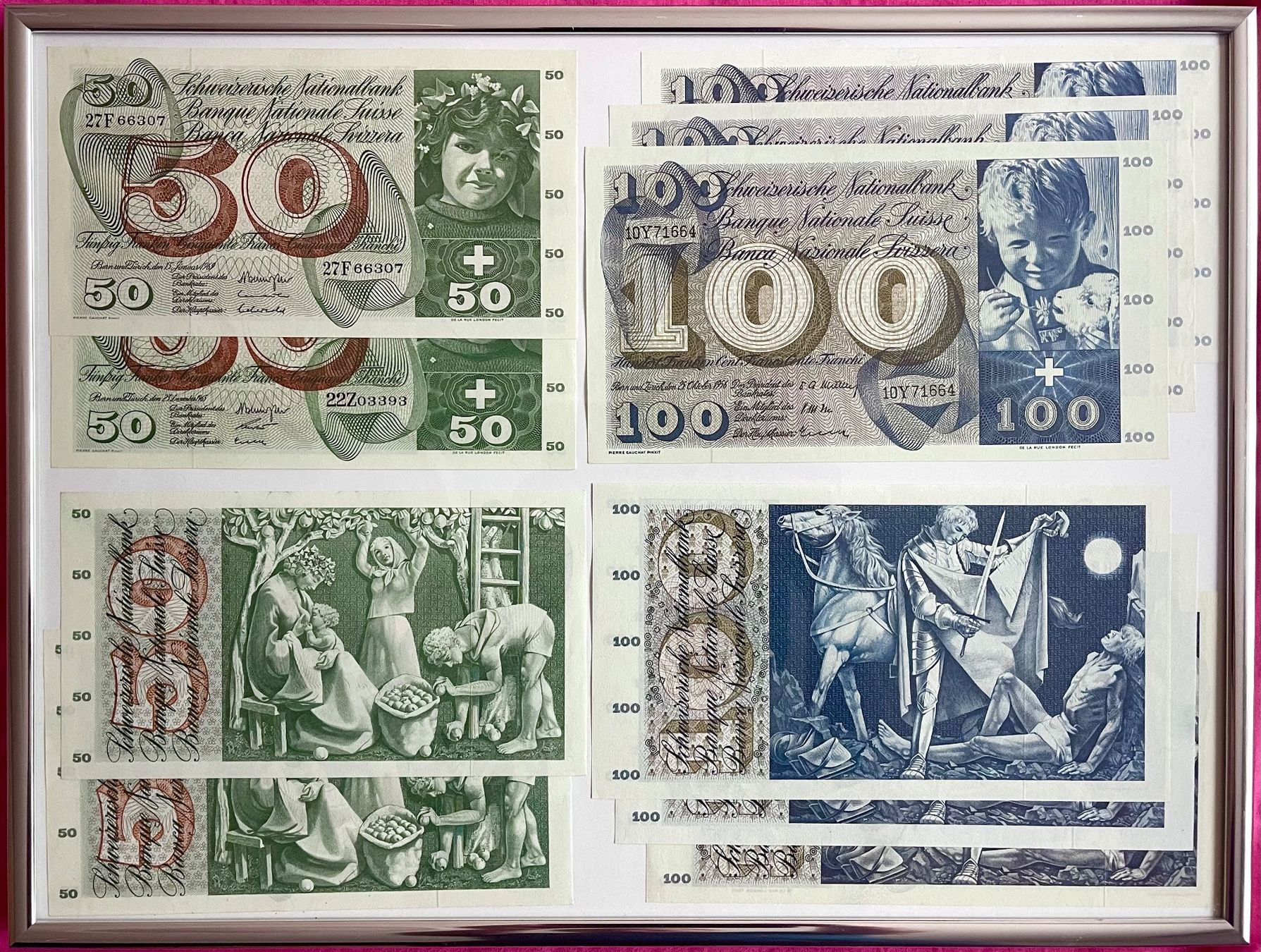 Banconote: 10 x Schweizer Banknoten. Sammlung. Unc / Unc- – Nuovo (secondo la descrizione) da Kaltbrunn venduto da Banknotes