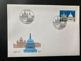 FDC Gemeinschaftsausgabe Schweiz/USA 1991