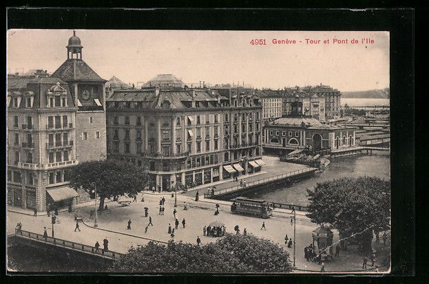 Cartoline postali: Genève, Tour et Pont de I'lle, Strassen – Usato da Berlin venduto da bartko-reher