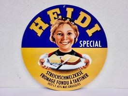 ALTES REKLAME BLECHSCHILD HEIDI KÄSE SCHMELZKÄSE SPECIAL