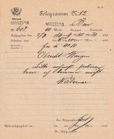 1884: Historisches Telegramm Bern nach Wangen a/A.
