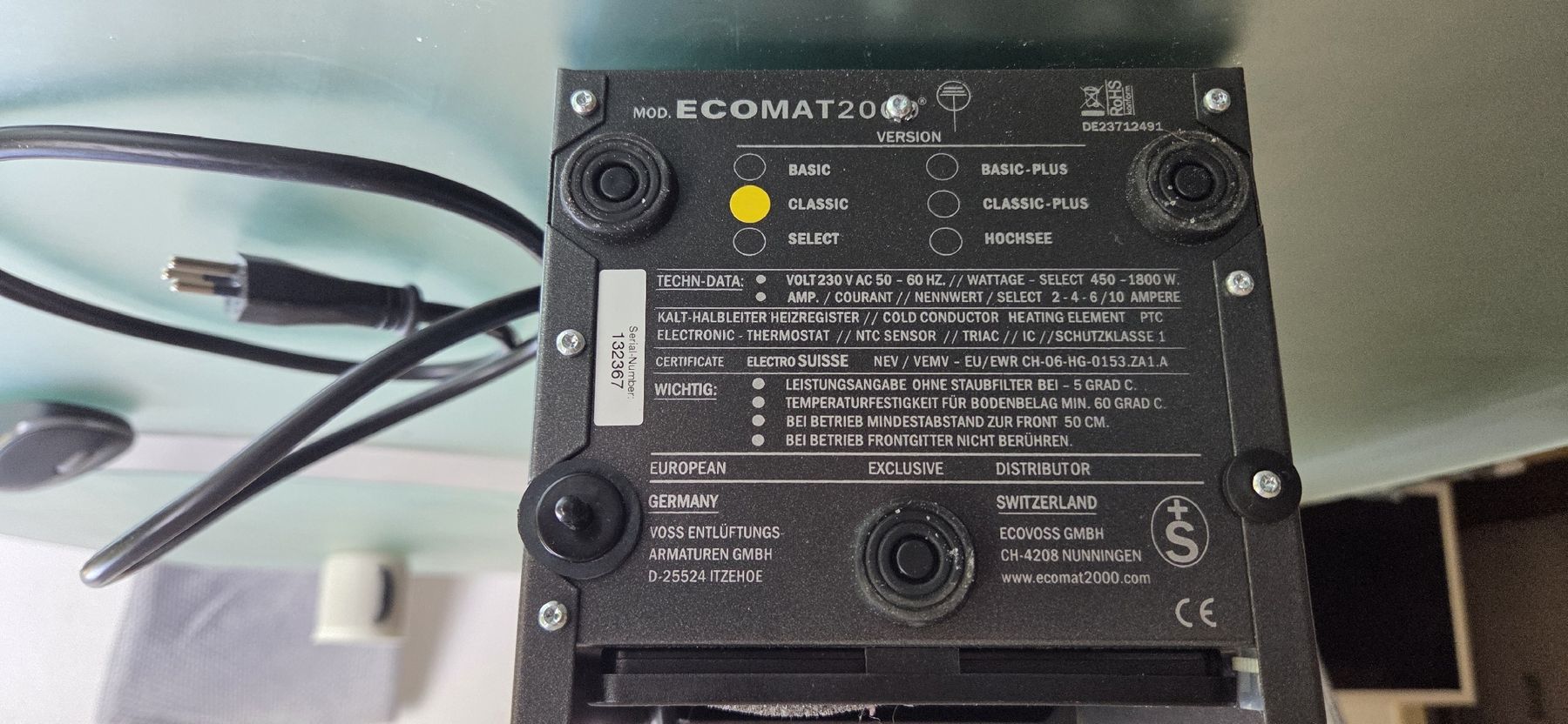 Ecomat2000 Heizgeräte: Ecomat 2000 Heizgerät Classic 1800W – Gebraucht aus Huttwil von ser_gn9l 6