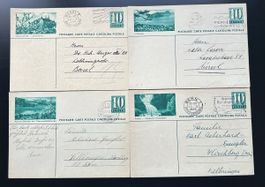4 Bildpostkarten 10Rp. Blaugrün 1935