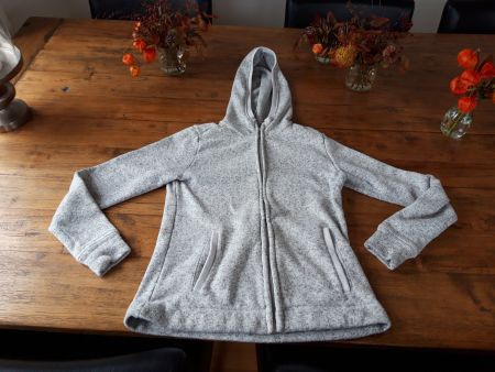 Mélange grau weiss Hoodie Pullover Kapuze viele Taschen