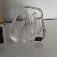 Matt Jonasson Kristallwolfskulptur Briefbeschwerer, Schweden
