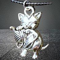 🐾😺 Handmade Unikat: Die "Woolly Cat" Lederhalskette 🐾💫