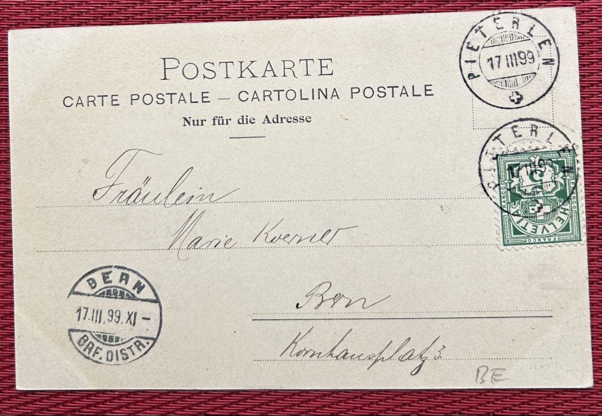 Cartoline postali: Gruss aus Pieterlen 1899 – Usato da Horw venduto da Tellbub 1