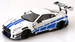 NISSAN GT-R R35 LBWK BODY KIT 2.0 2024 WEISS/BLAU 1:18 SOLID