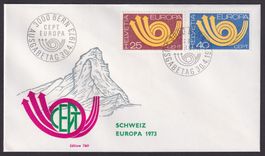 1973 EUROPA FDC im US-Format, illustriert und adresslos