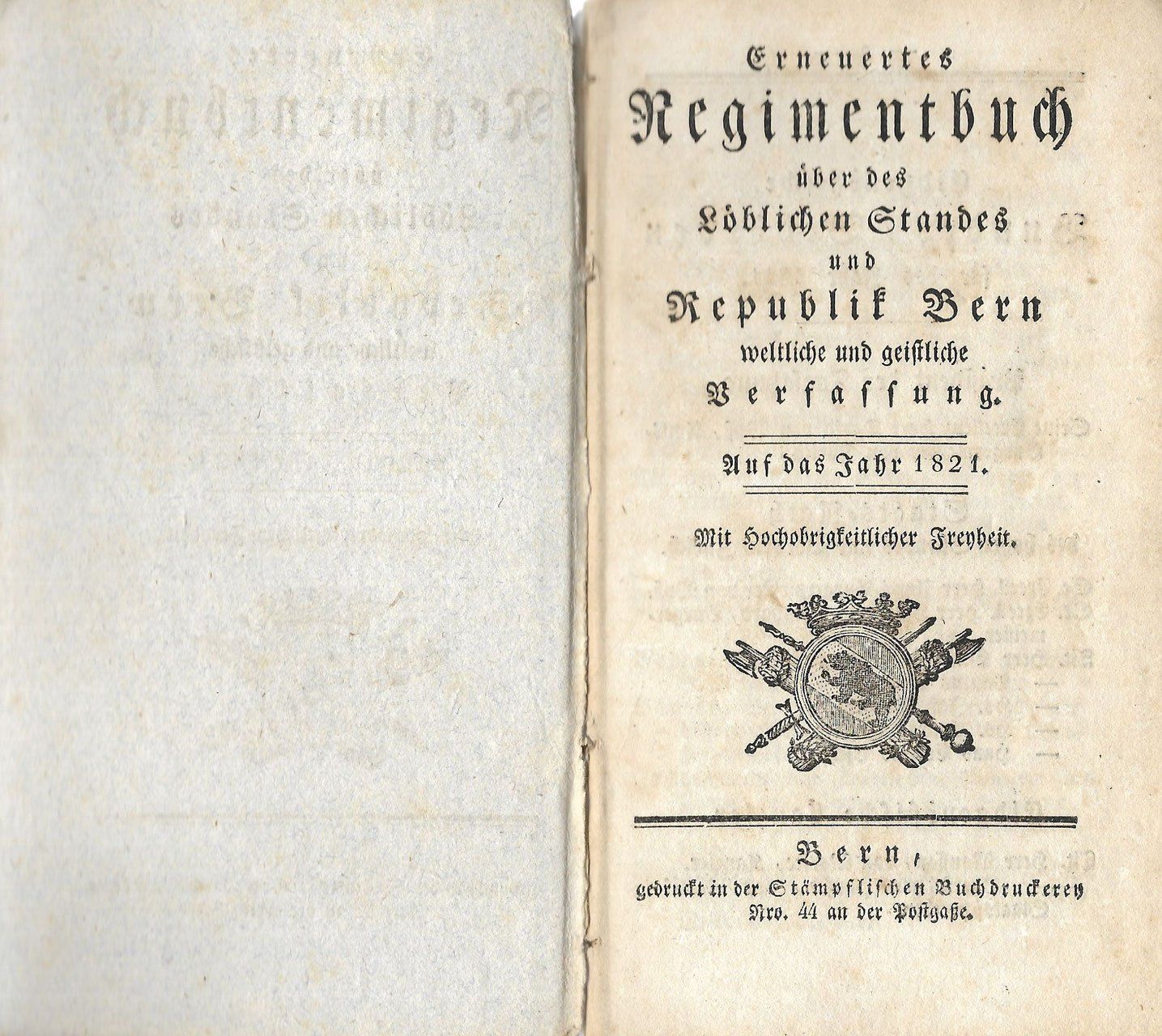 Libri: Erneuertes Regimentbuch Republik Bern 1821 – Difettoso da Bern venduto da Grindelwaldaus