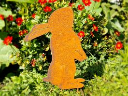 Hase stehend Gartenstecker Rost 40cm