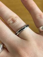 Halb Memoire Silber Ring 925 Saphir schwarz Gr. 51 / 2.35 g
