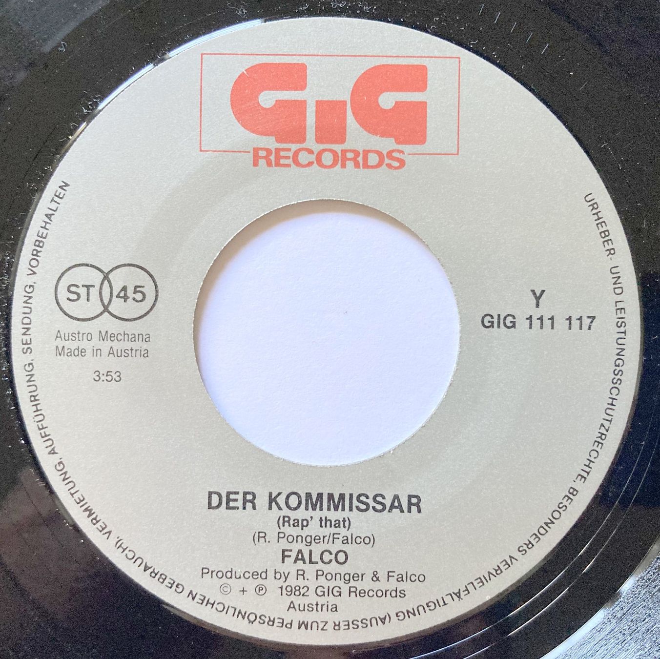 Schallplatten: FALCO - DER KOMMISSAR – Gebraucht aus Bottens von hotter-than-hell 2