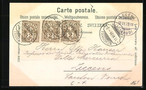 Cartoline postali: Litho Neuchâtel, Panorama, Gorges de l' – Usato da Berlin venduto da bartko-reher 1