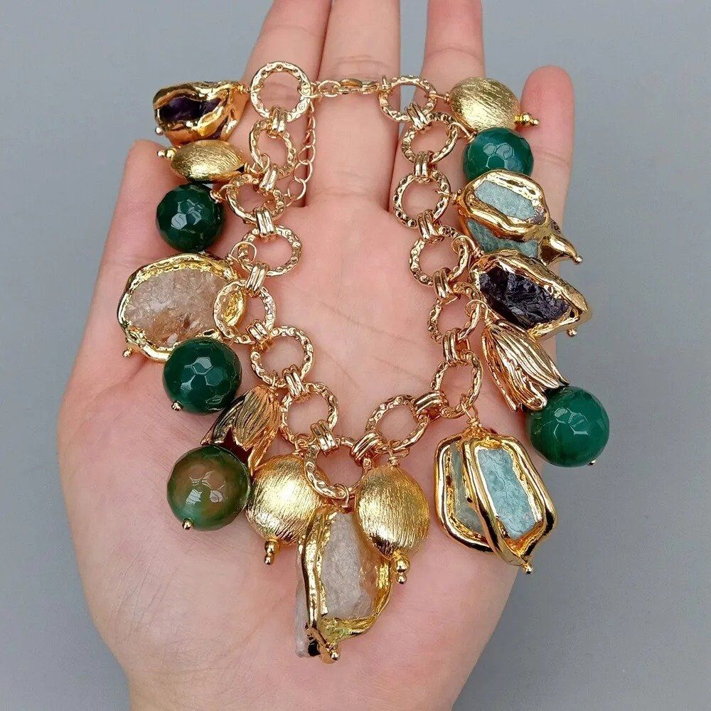 Bracciali & Braccialetti: Wunderbar Amethyst Citrin Amazonit Armband 20cm Bracelet – Nuovo (secondo la descrizione) da Prilly venduto da ilyria73 3