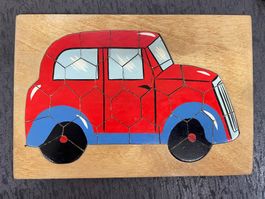 Altes Holzpuzzle Auto ca. 60 er Jahre, 26 teilig