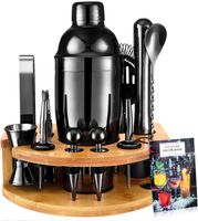 Cocktail Shaker Set 12-teilig 750ml Holzständer Edelstahl