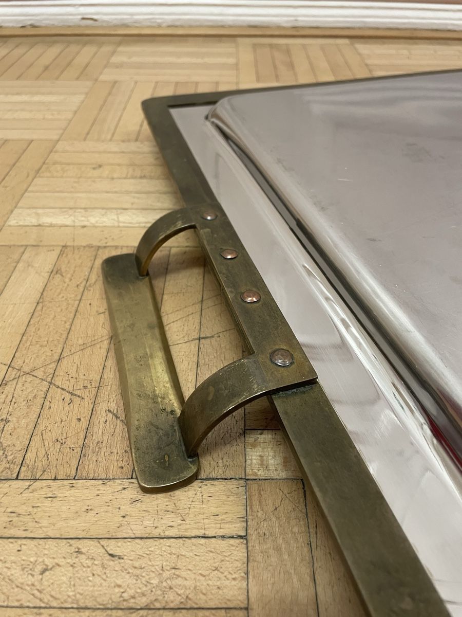 Servierplatten: Kolossales Bronze Serviertablett Brutalismus Tablett vintage – Gebraucht aus Zürich von Vintagewiesel 8